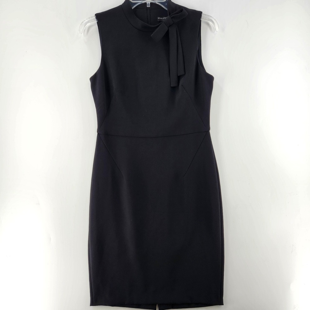 Maggy London Sleeveless Black Bow Banded Neck Stretch Dress Womens Size 4